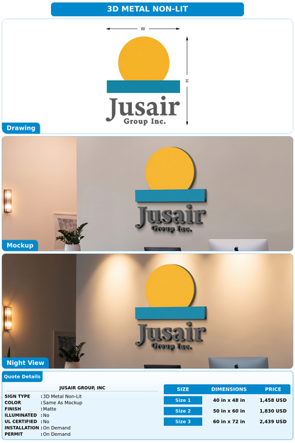 CUSTOM MOCKUP SIGN FOR JUSAIR GROUP, INC