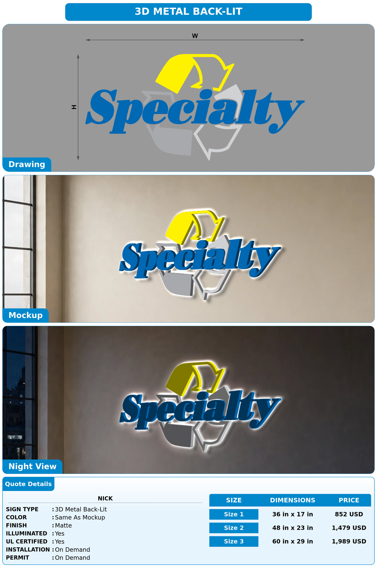 CUSTOM MOCKUP SIGN FOR Nick