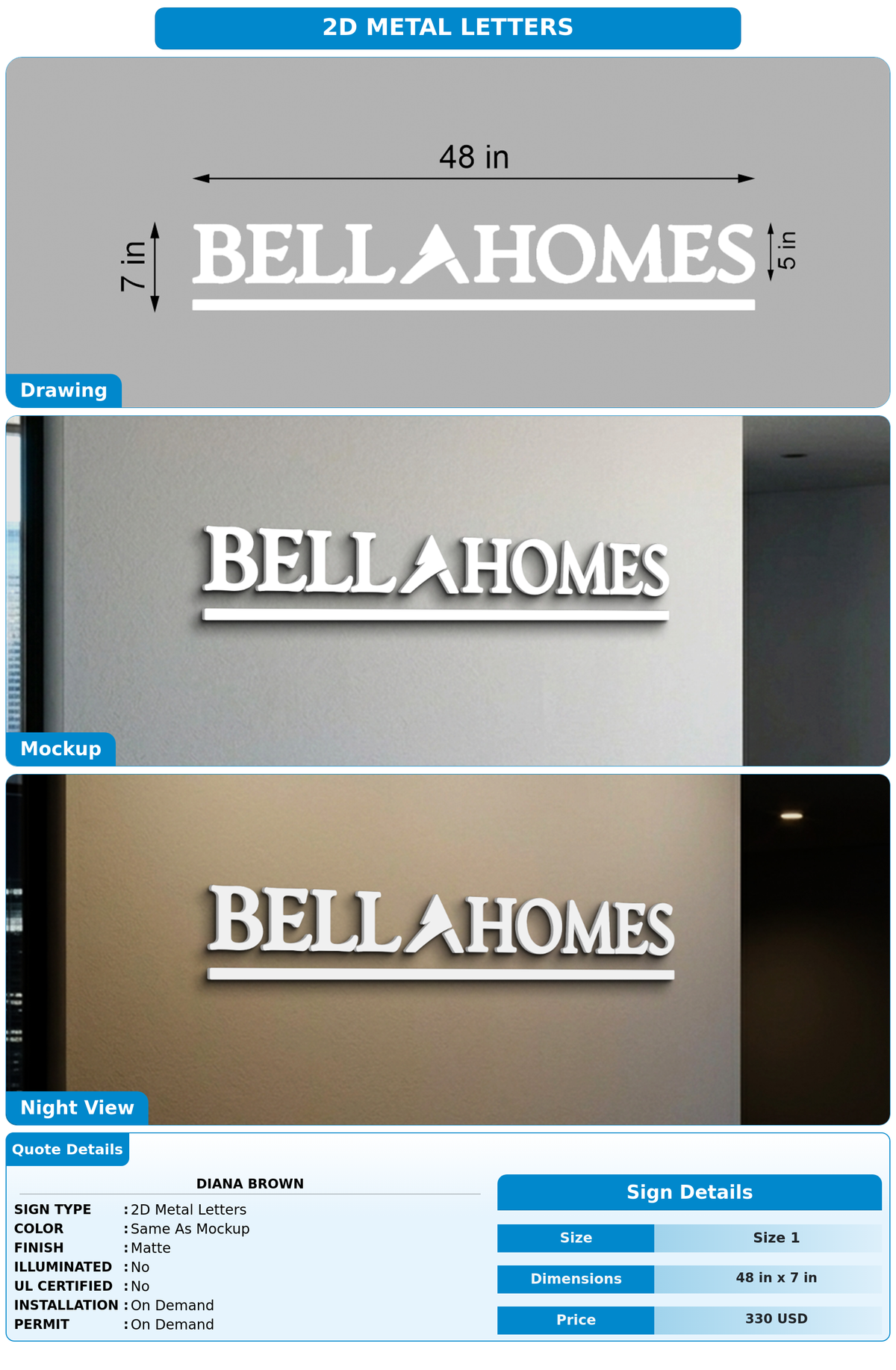 CUSTOM MOCKUP SIGN FOR Diana Brown