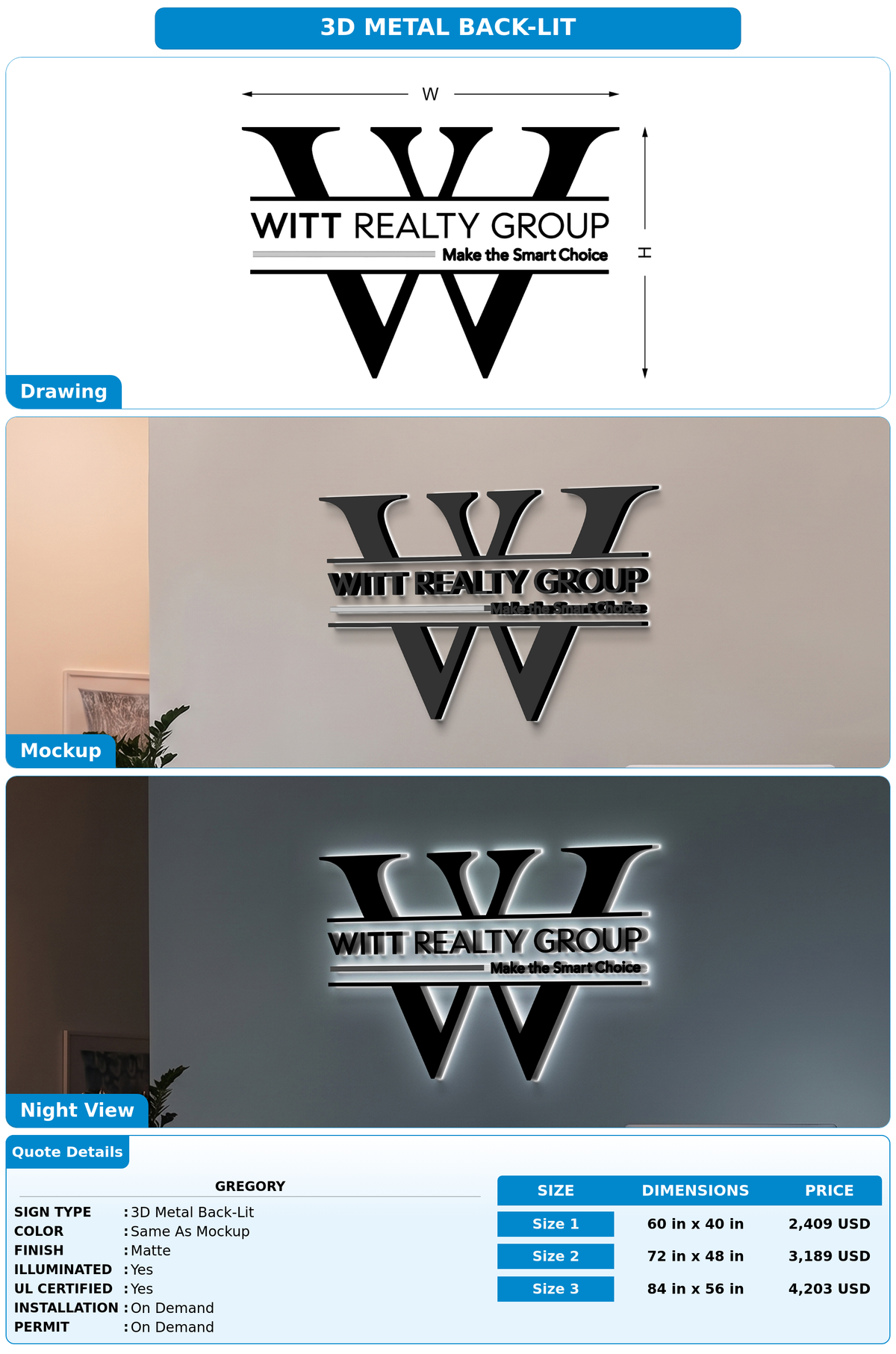 CUSTOM MOCKUP SIGN FOR Gregory