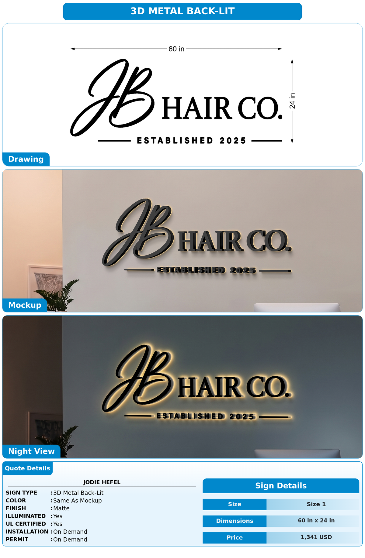 CUSTOM MOCKUP SIGN FOR Jodie Hefel