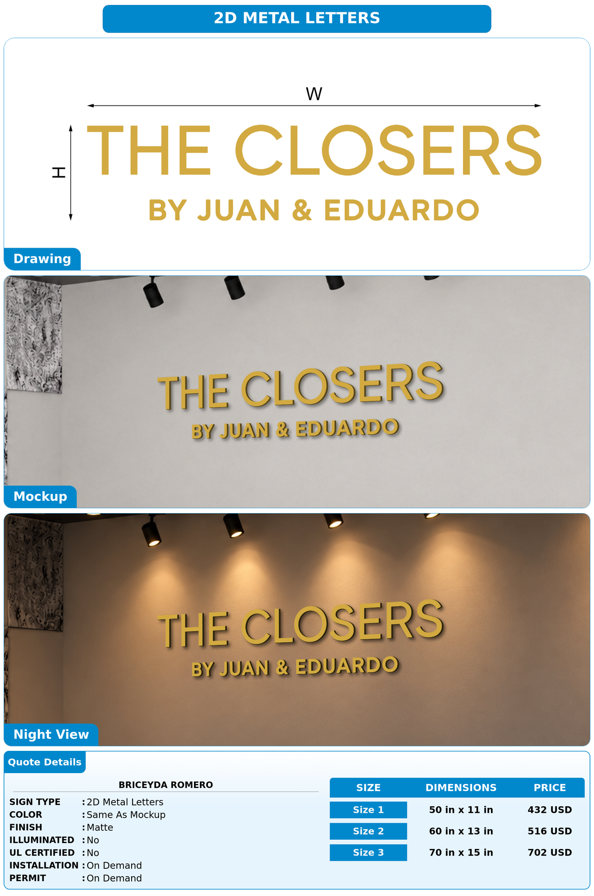 CUSTOM MOCKUP SIGN FOR Briceyda Romero