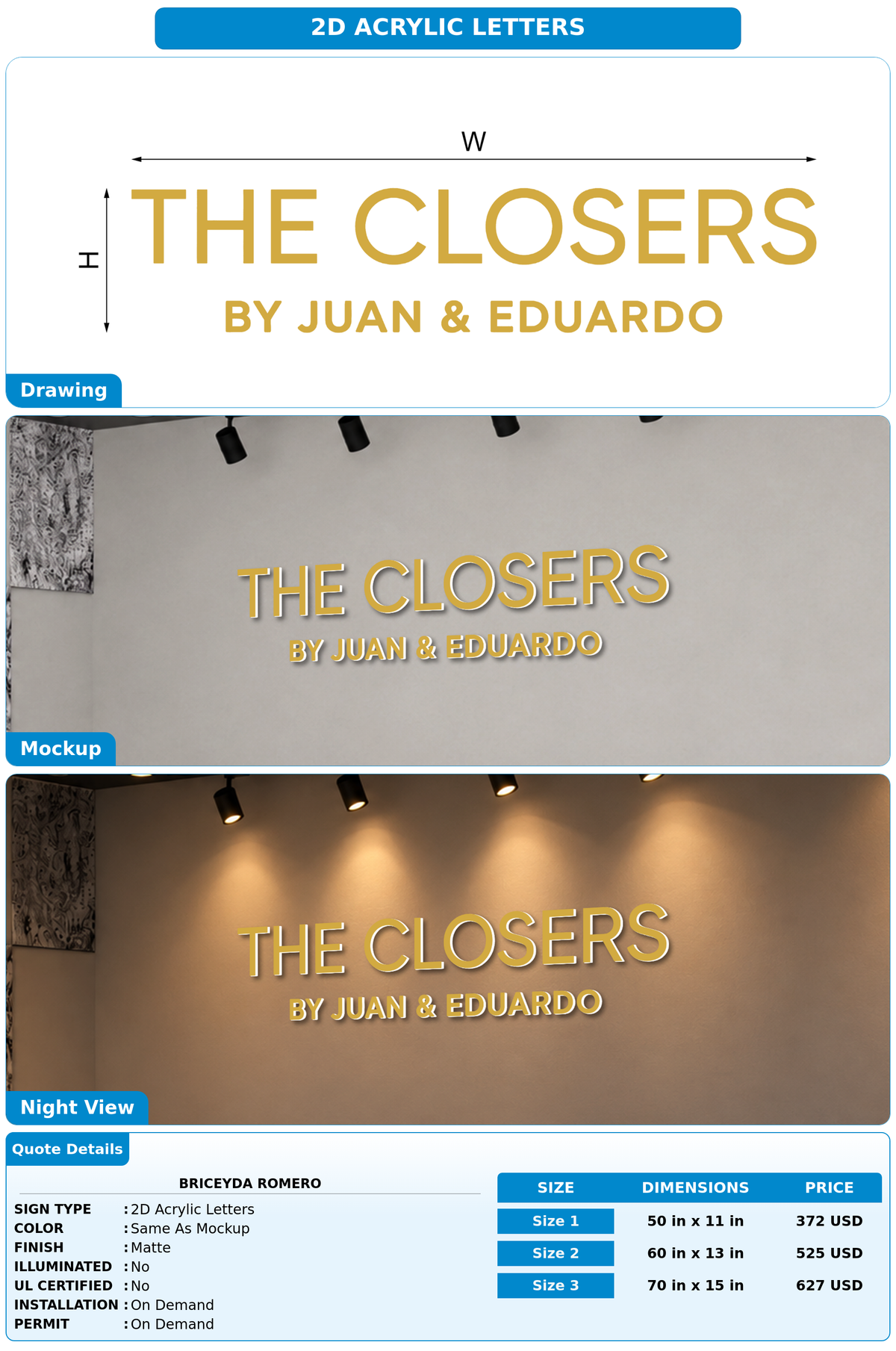 CUSTOM MOCKUP SIGN FOR Briceyda Romero
