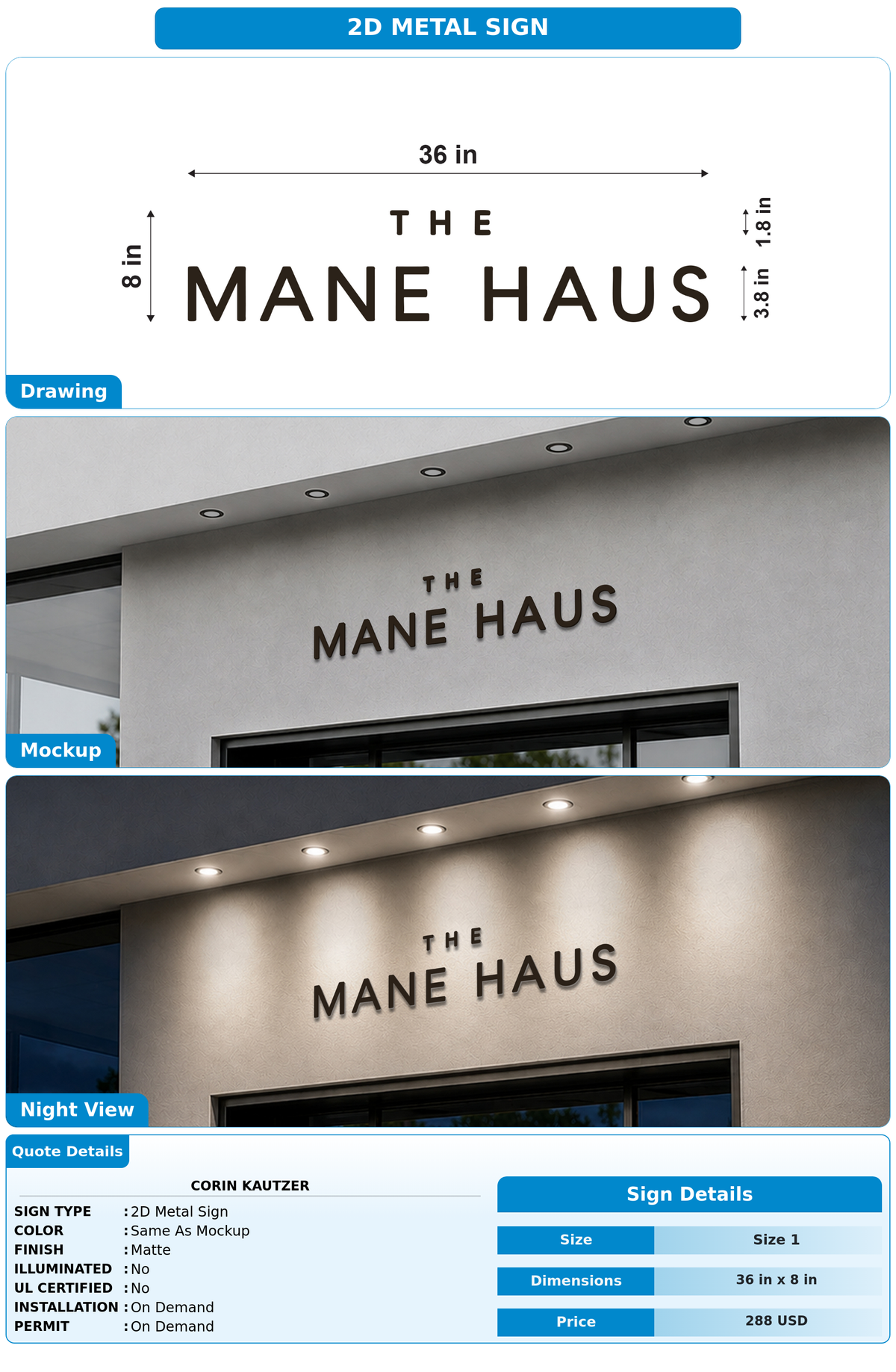 CUSTOM MOCKUP SIGN FOR Corin Kautzer