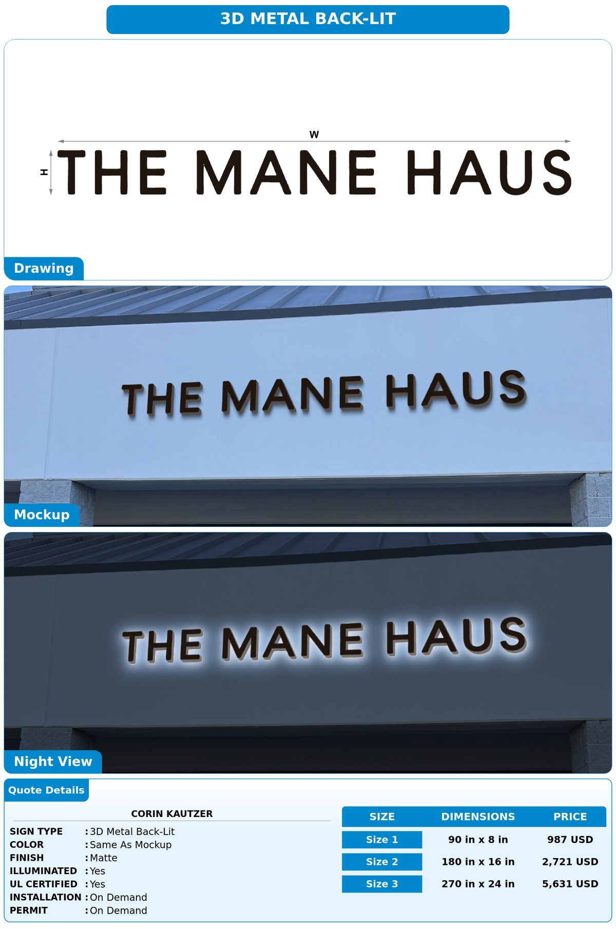 CUSTOM MOCKUP SIGN FOR Corin Kautzer