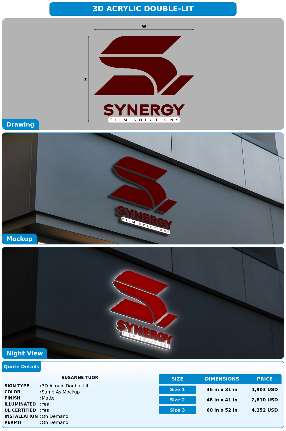 CUSTOM MOCKUP SIGN FOR Susanne Tuor