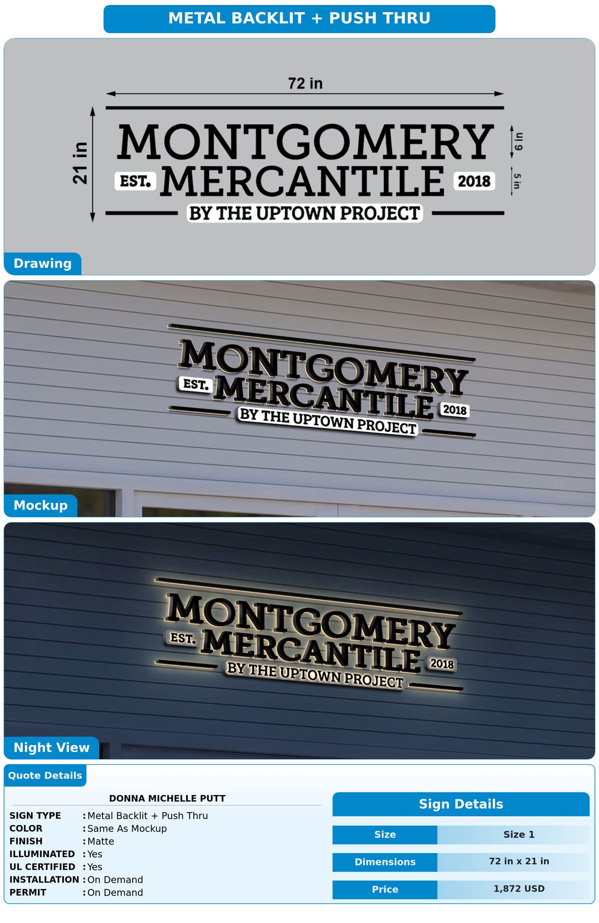 CUSTOM MOCKUP SIGN FOR Donna Michelle Putt