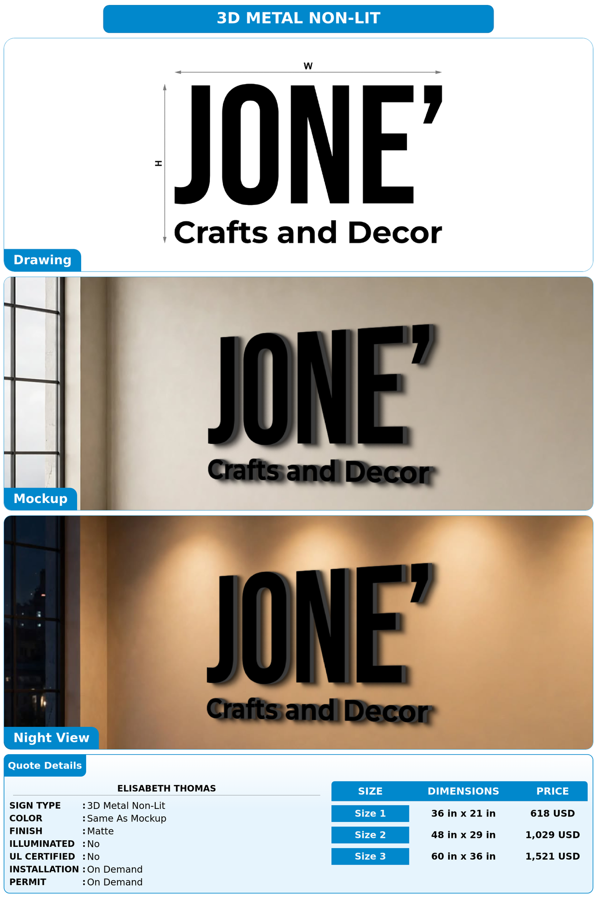 CUSTOM MOCKUP SIGN FOR Elisabeth Thomas
