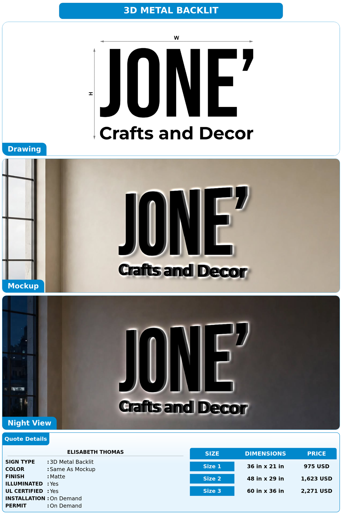 CUSTOM MOCKUP SIGN FOR Elisabeth Thomas