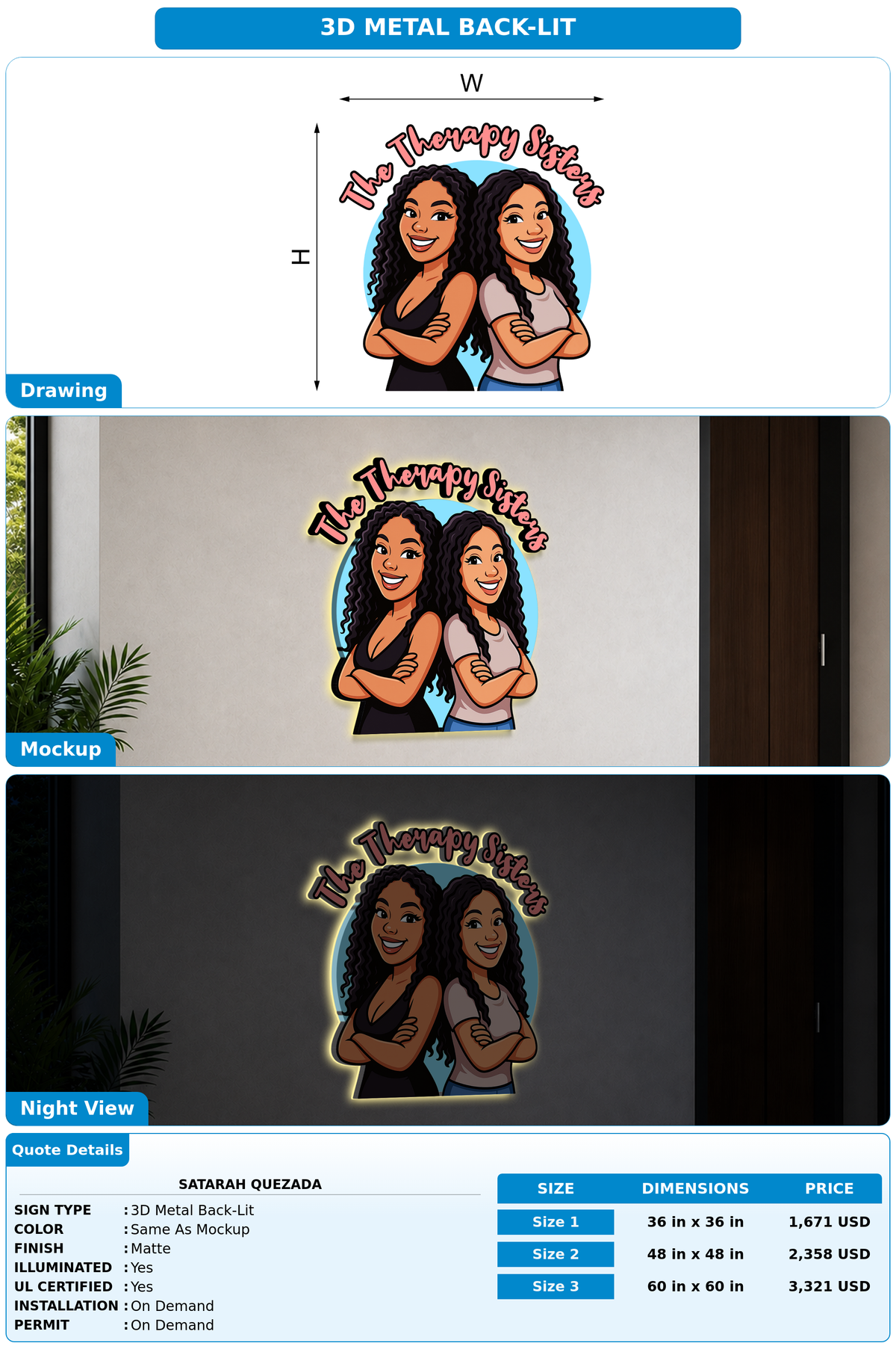 CUSTOM MOCKUP SIGN FOR Satarah Quezada