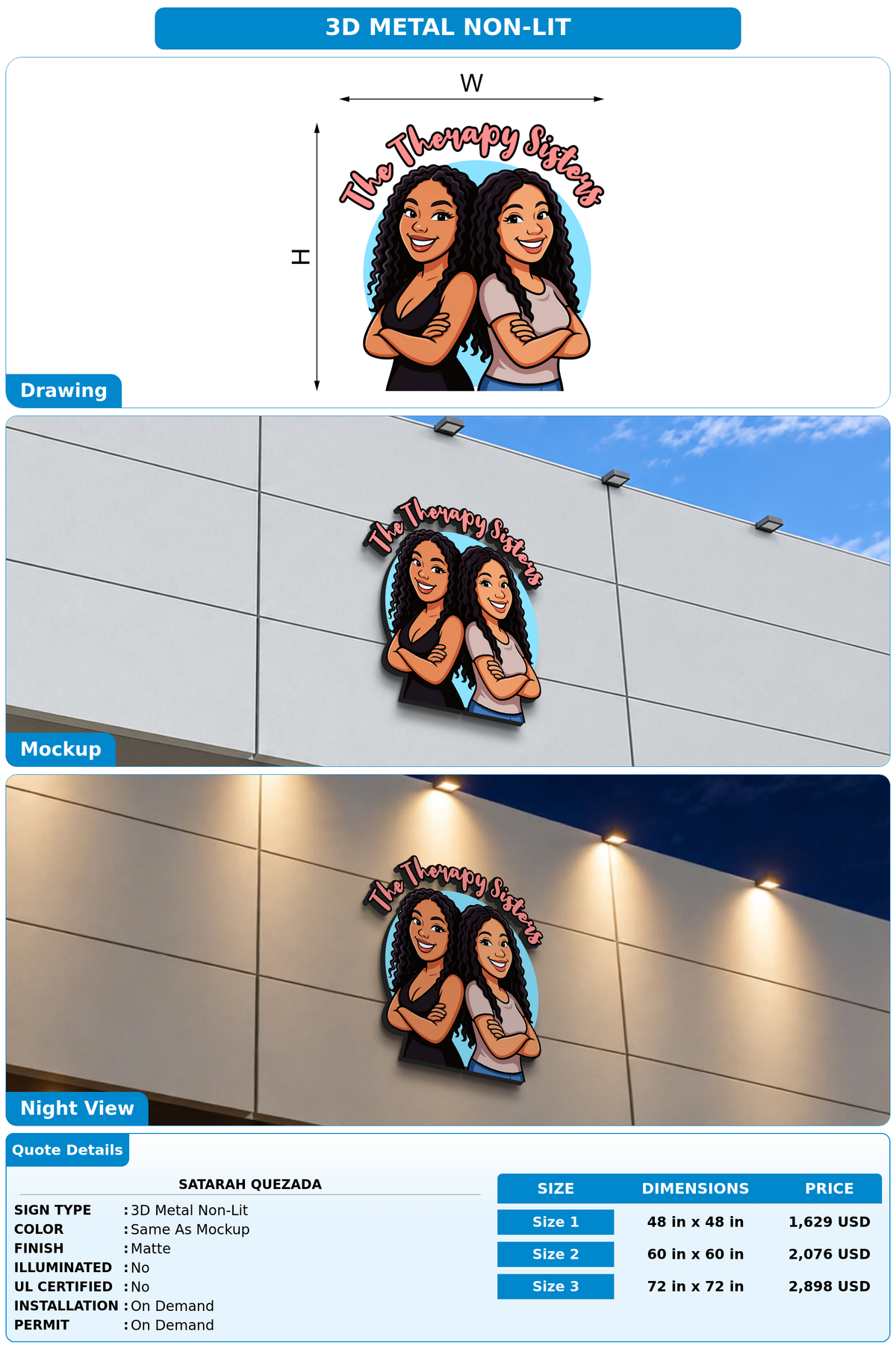 CUSTOM MOCKUP SIGN FOR Satarah Quezada