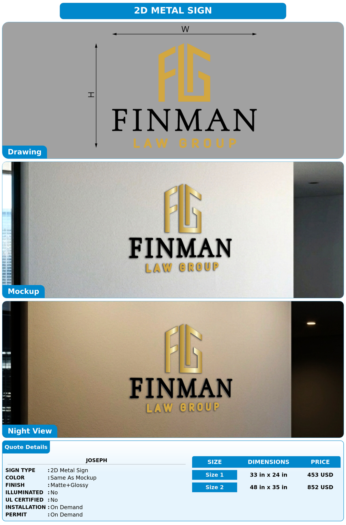 CUSTOM MOCKUP SIGN FOR Joseph