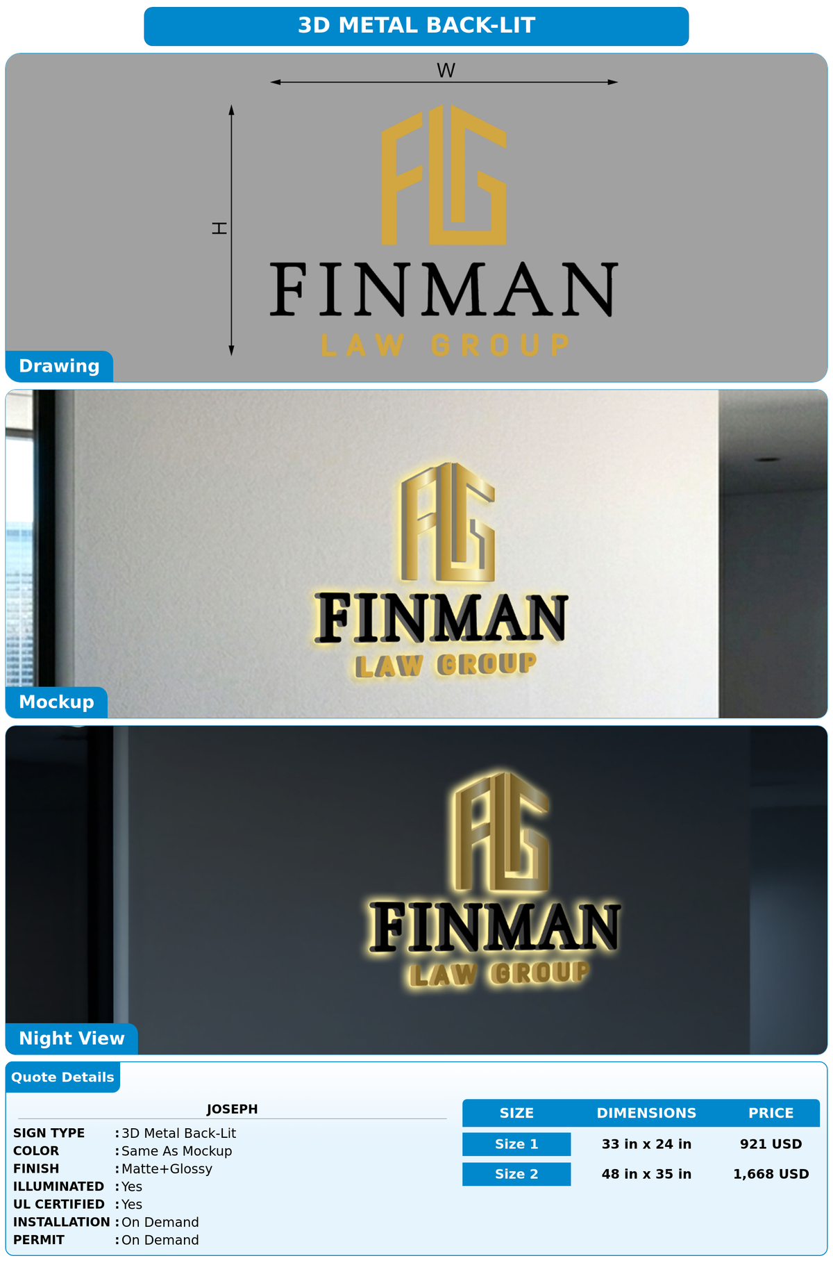 CUSTOM MOCKUP SIGN FOR Joseph