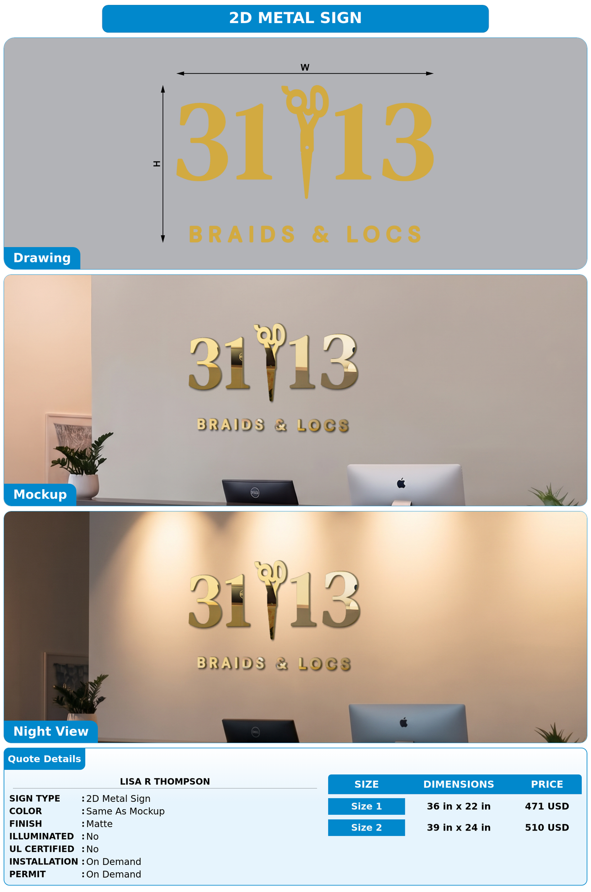 CUSTOM MOCKUP SIGN FOR Lisa R Thompson