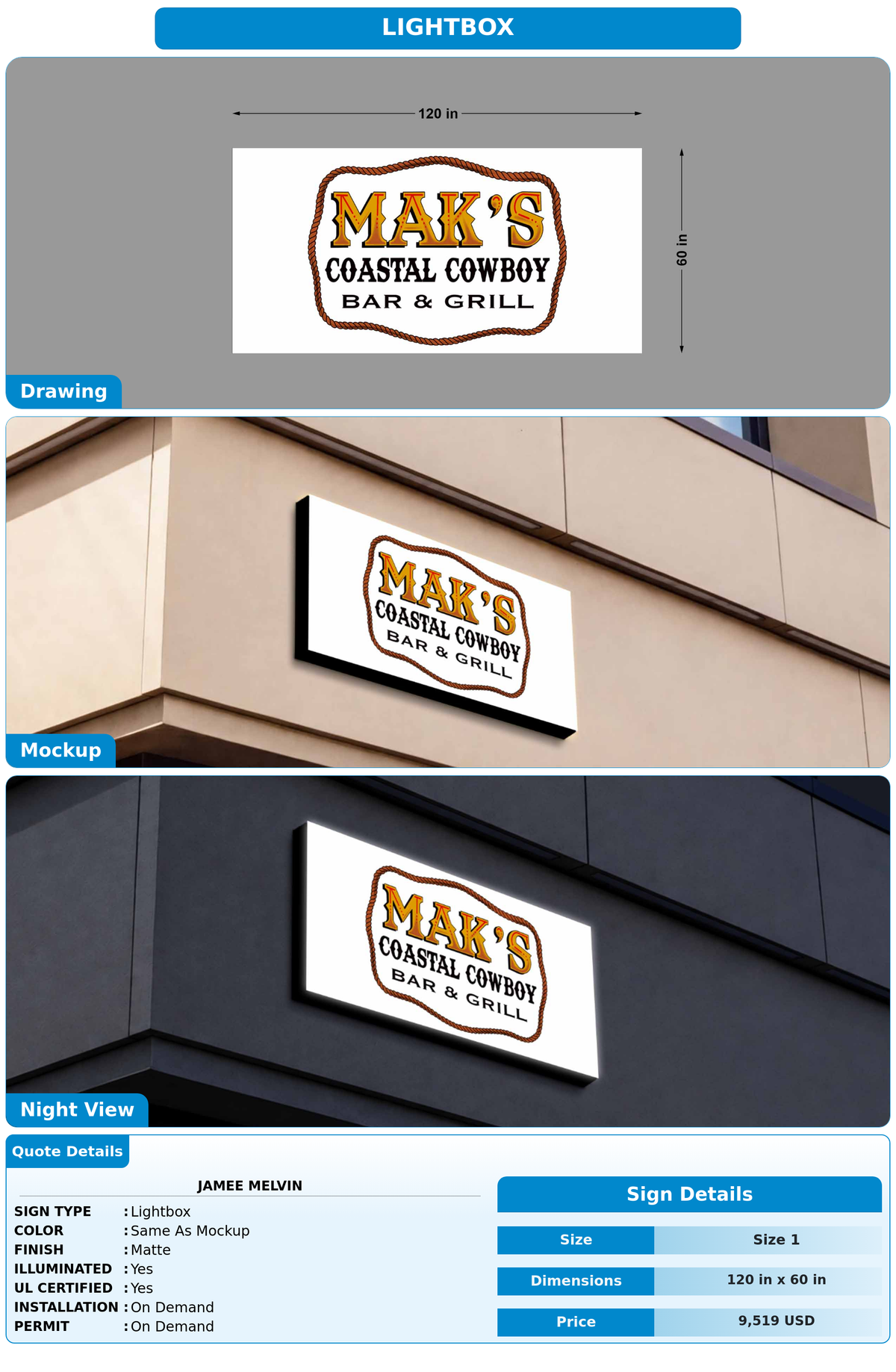 CUSTOM MOCKUP SIGN FOR Jamee Melvin