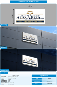 CUSTOM MOCKUP SIGN FOR Aliza A. Reed