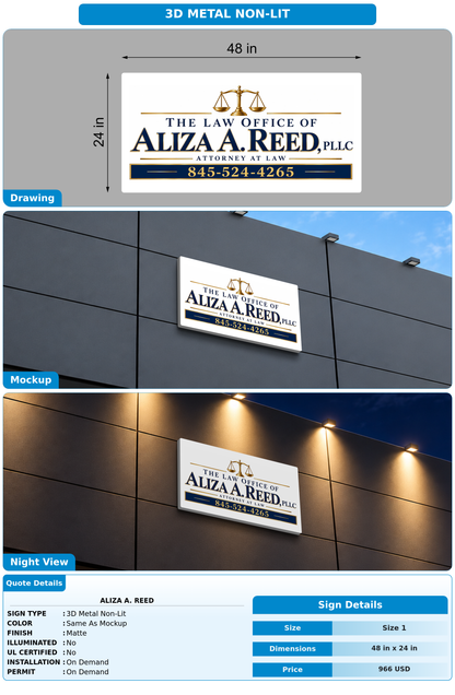 CUSTOM MOCKUP SIGN FOR Aliza A. Reed