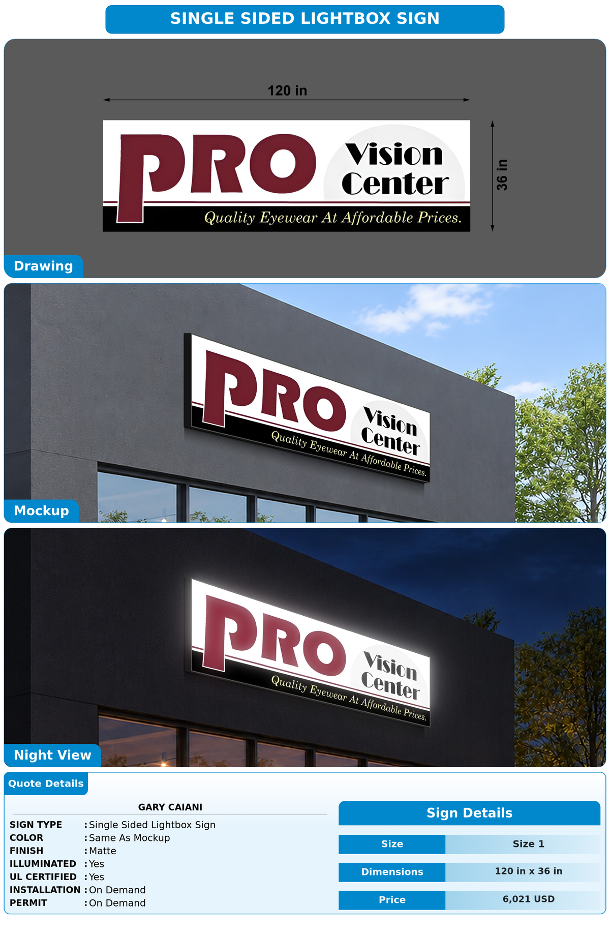 CUSTOM MOCKUP SIGN FOR Gary Caiani