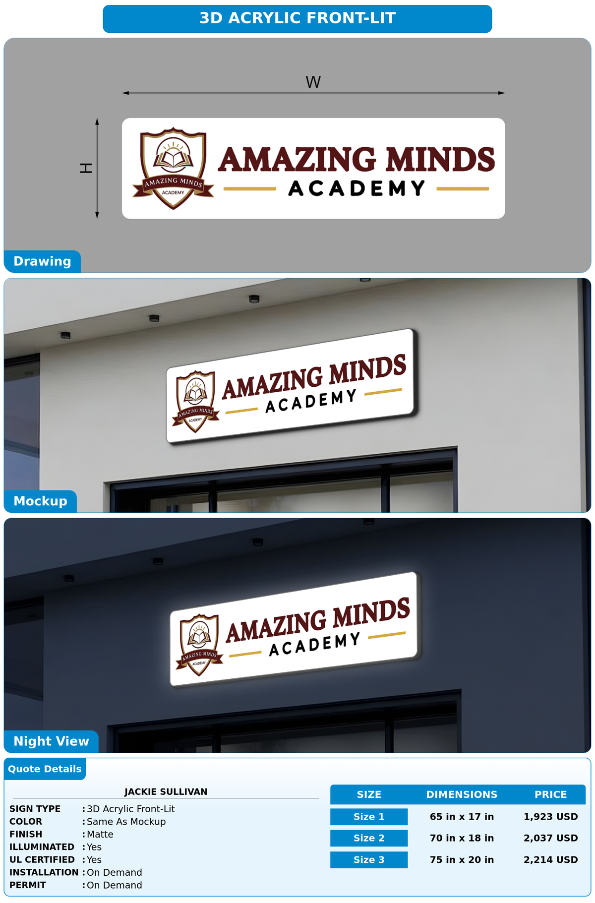 CUSTOM MOCKUP SIGN FOR Jackie Sullivan