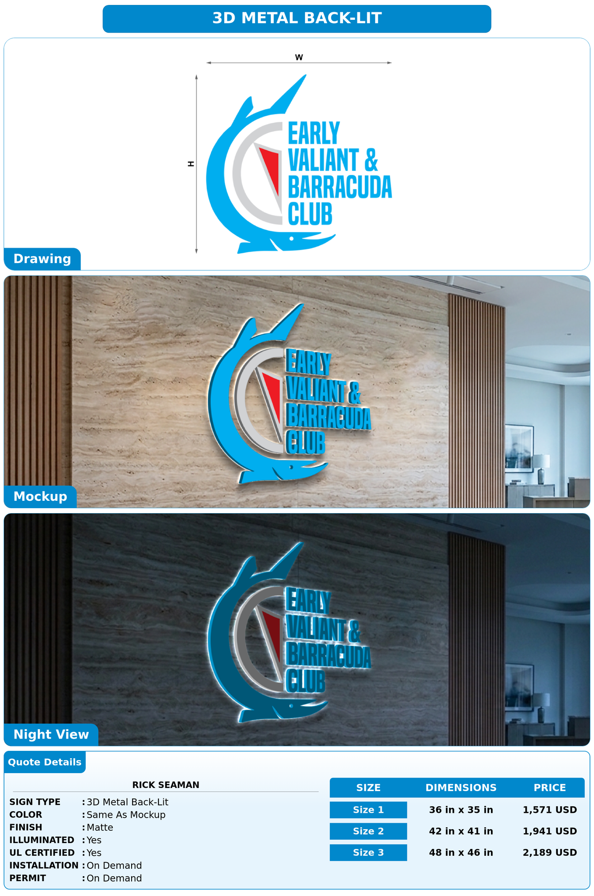 CUSTOM MOCKUP SIGN FOR Rick Seaman