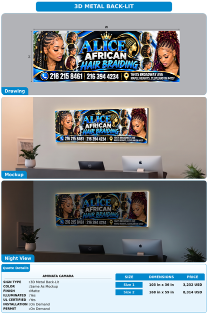 CUSTOM MOCKUP SIGN FOR Aminata Camara