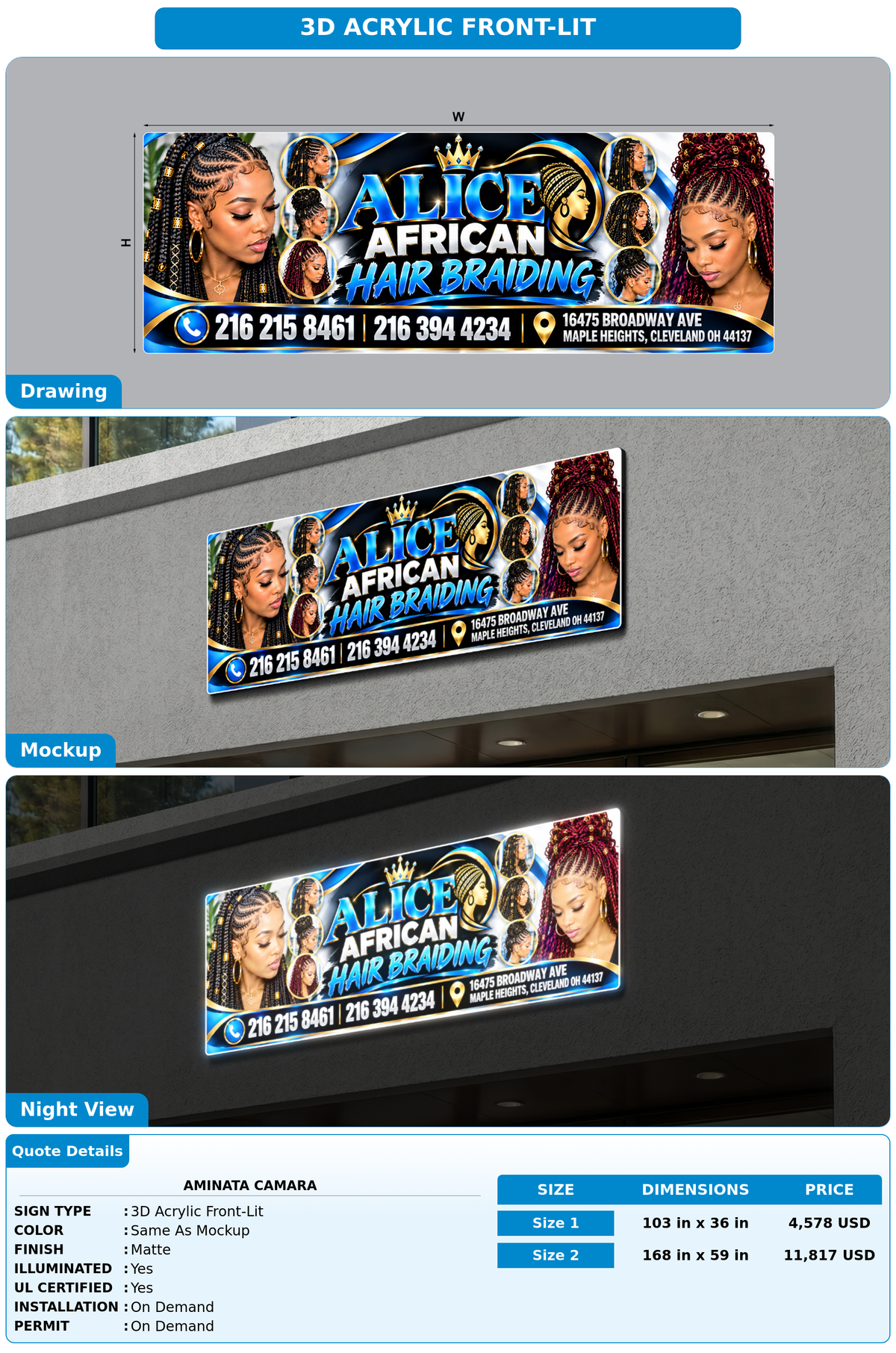 CUSTOM MOCKUP SIGN FOR Aminata Camara
