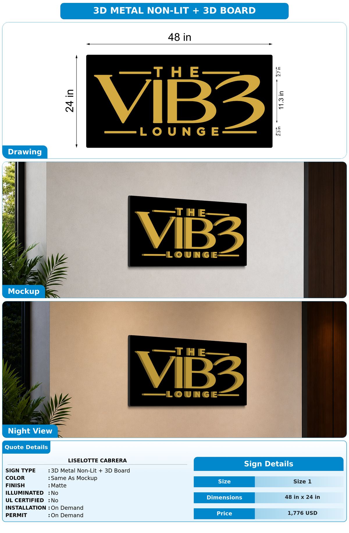 CUSTOM MOCKUP SIGN FOR Liselotte Cabrera