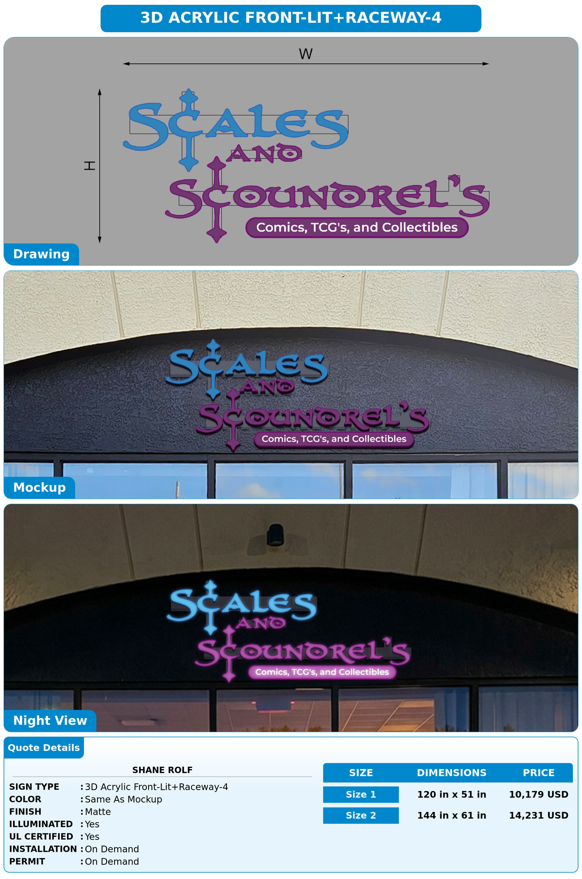 CUSTOM MOCKUP SIGN FOR Shane Rolf