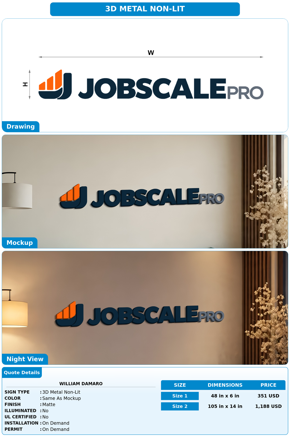 CUSTOM MOCKUP SIGN FOR William DAmaro