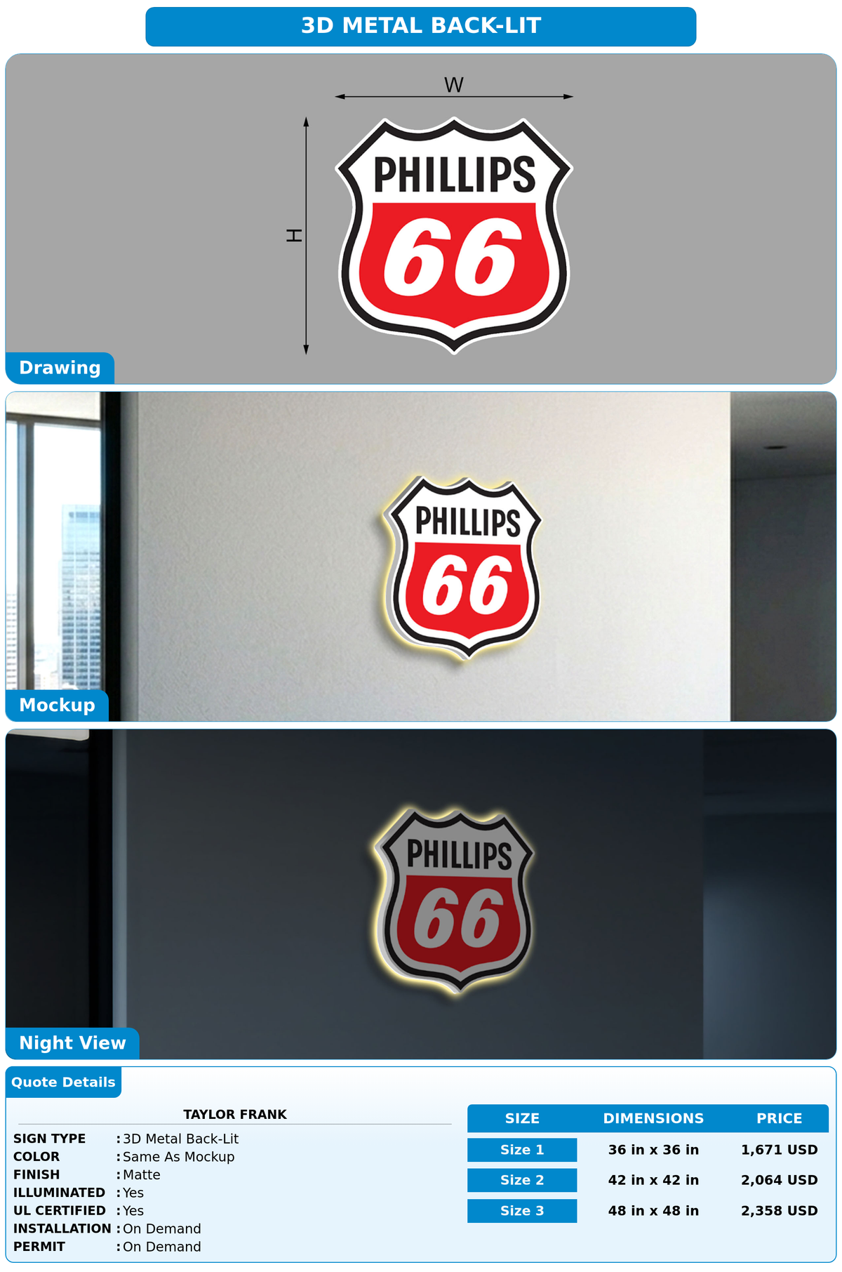 CUSTOM MOCKUP SIGN FOR Taylor Frank