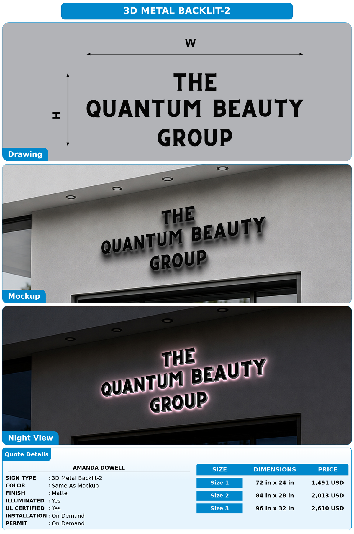 CUSTOM MOCKUP SIGN FOR Amanda Dowell