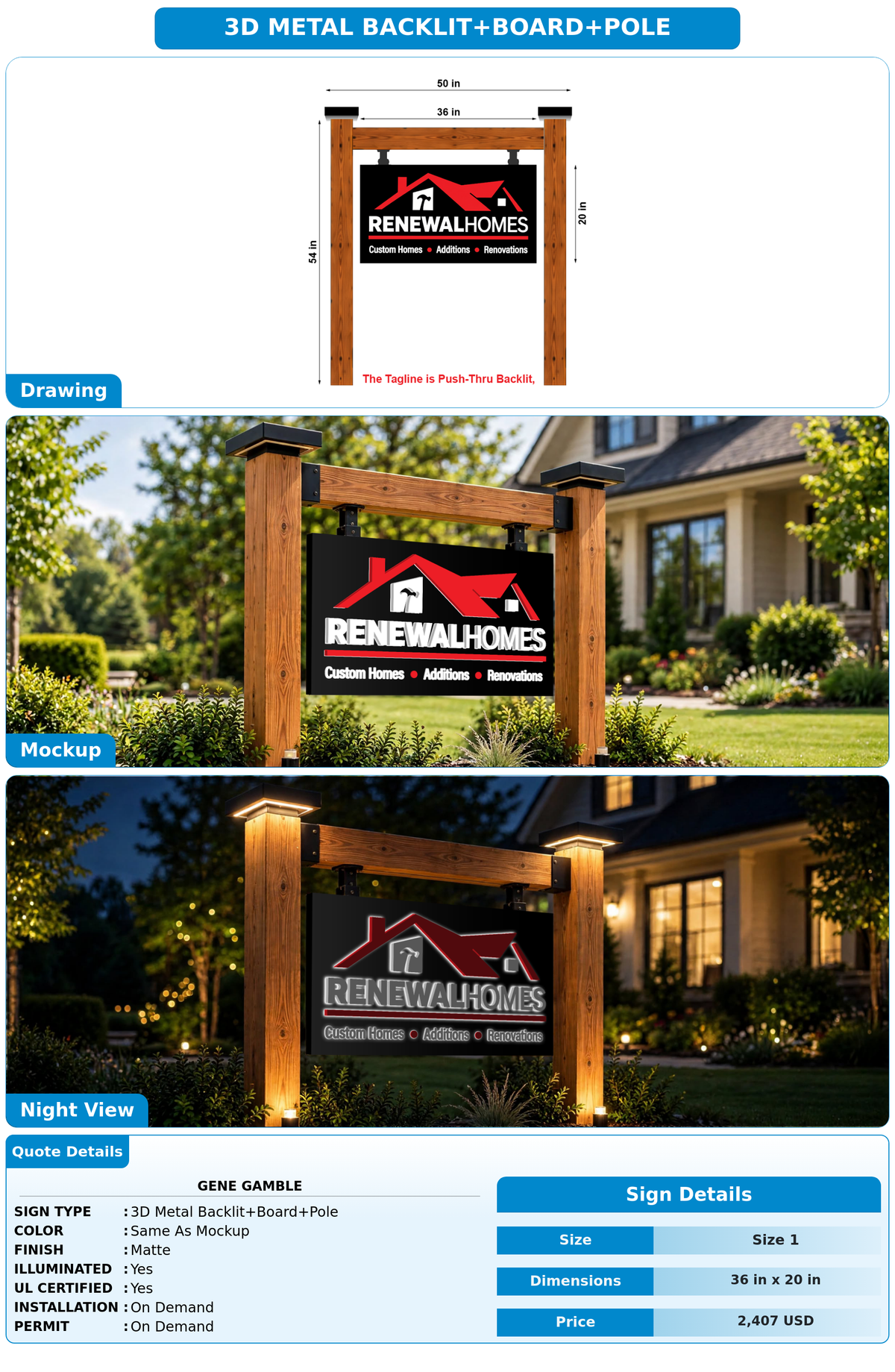 CUSTOM MOCKUP SIGN FOR Gene Gamble