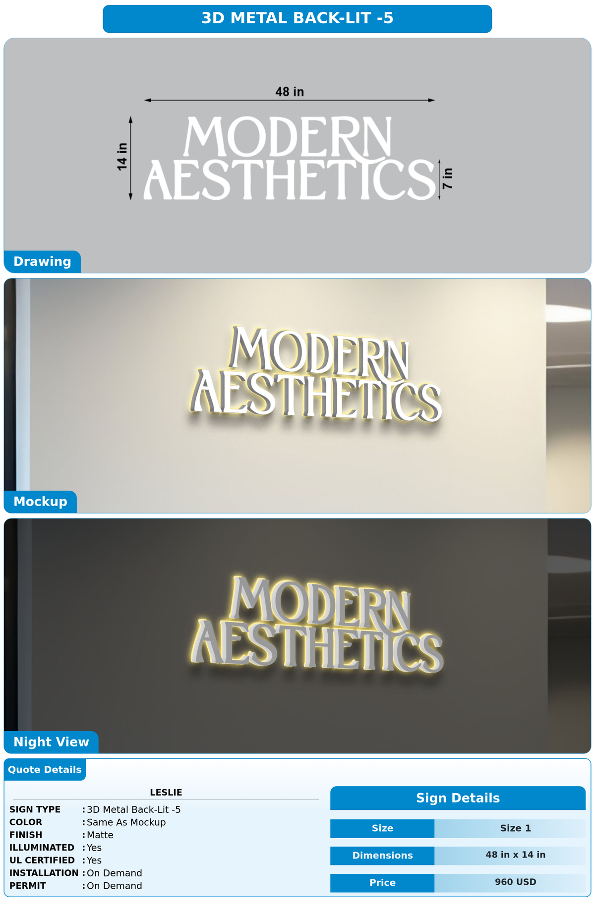 CUSTOM MOCKUP SIGN FOR Leslie