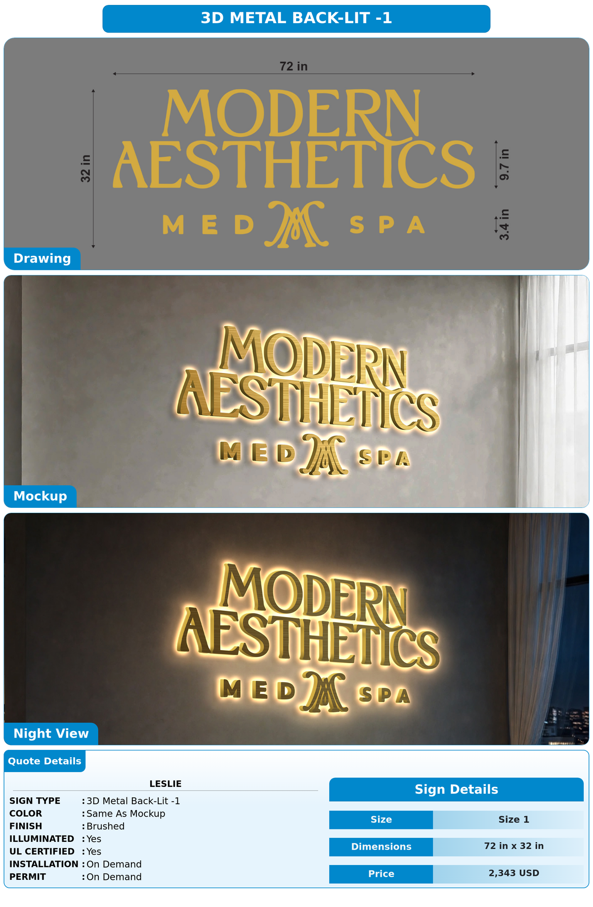 CUSTOM MOCKUP SIGN FOR Leslie
