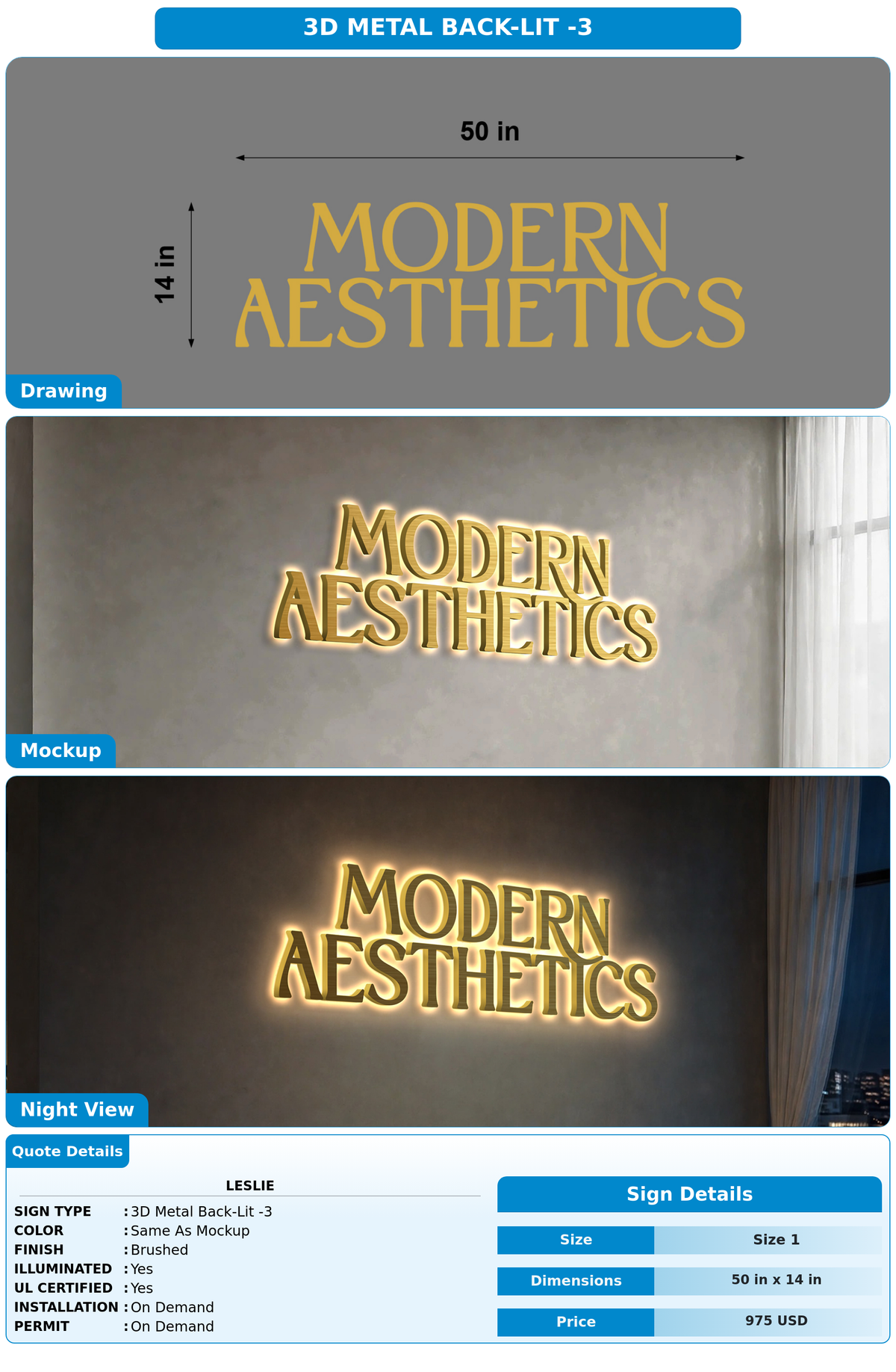 CUSTOM MOCKUP SIGN FOR Leslie