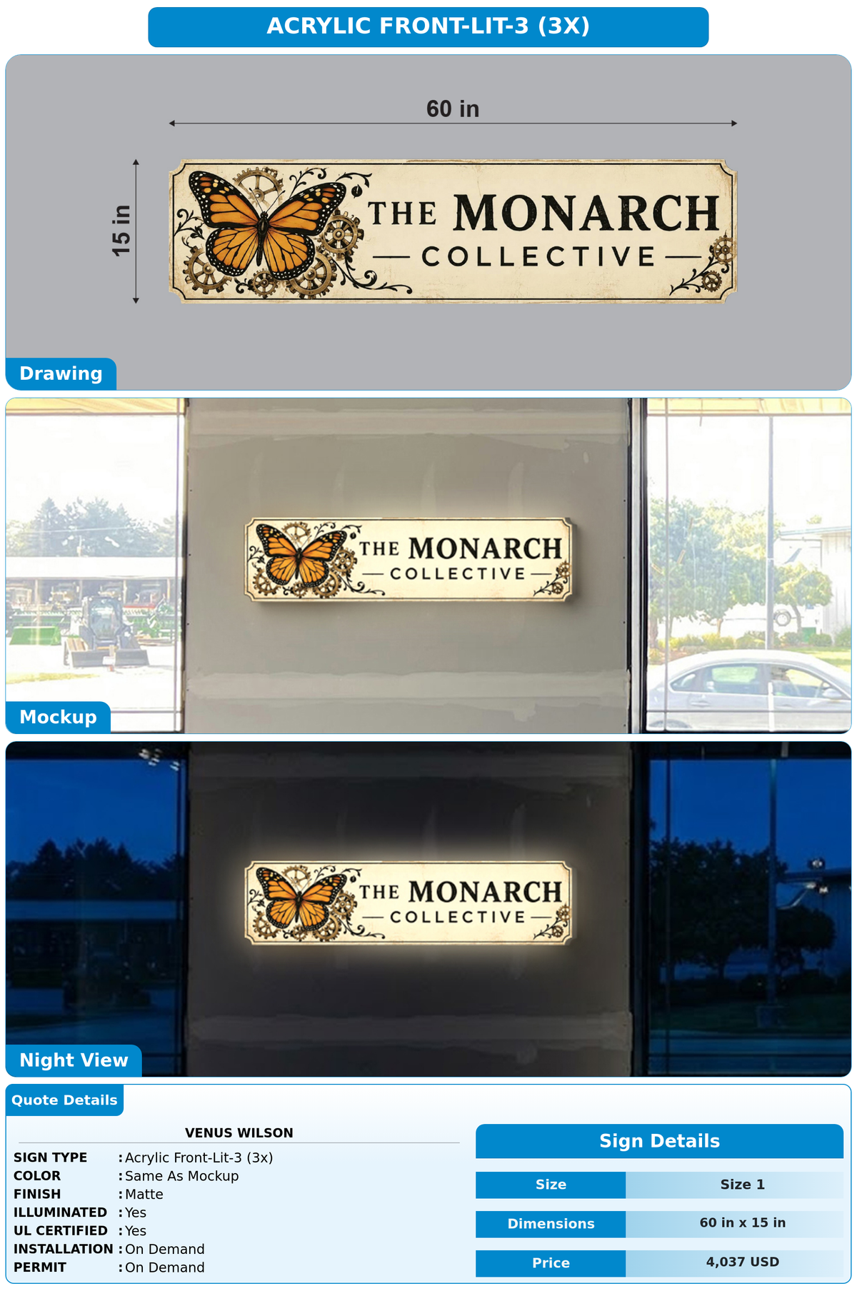 CUSTOM MOCKUP SIGN FOR Venus Wilson