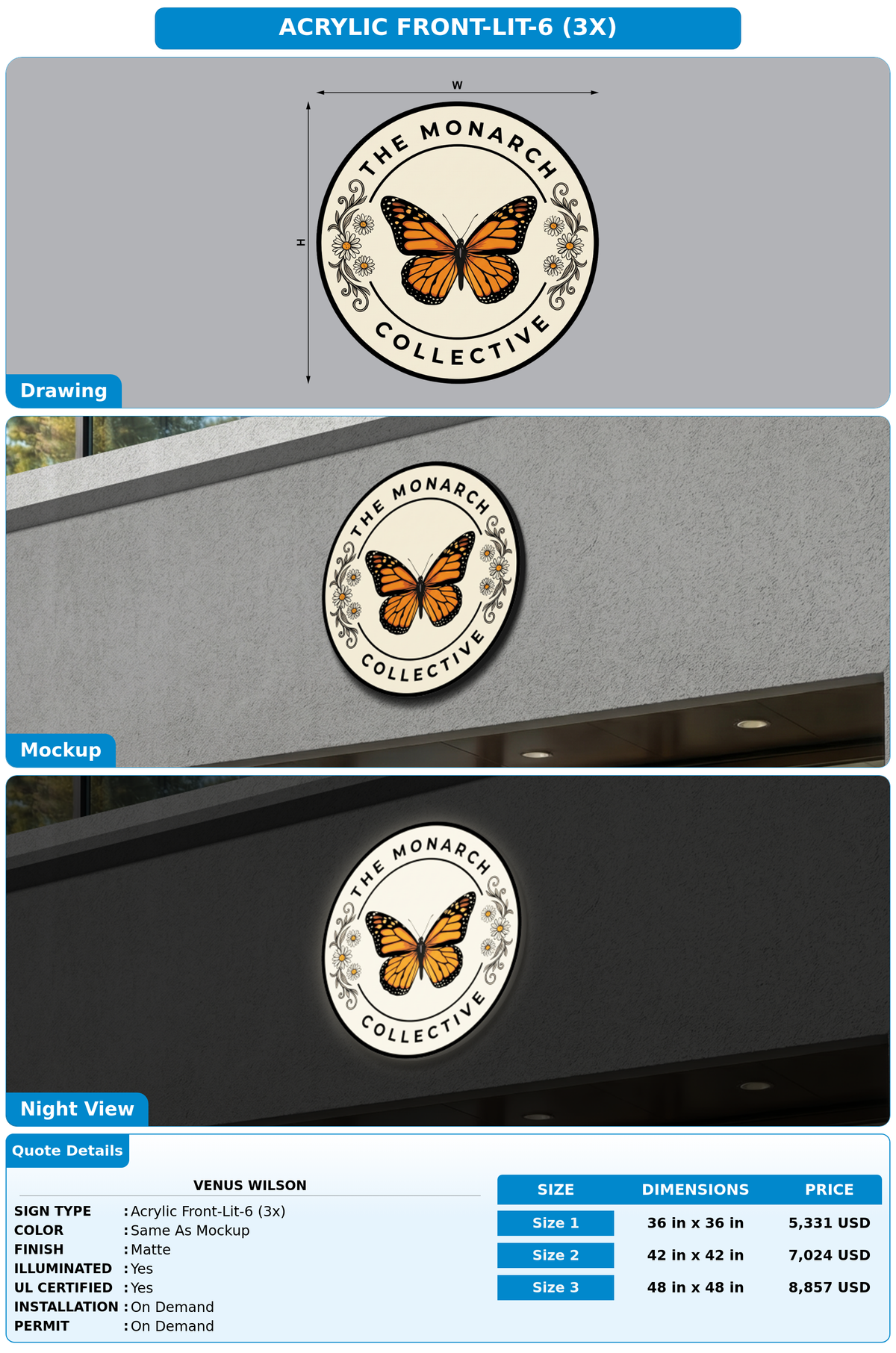 CUSTOM MOCKUP SIGN FOR Venus Wilson