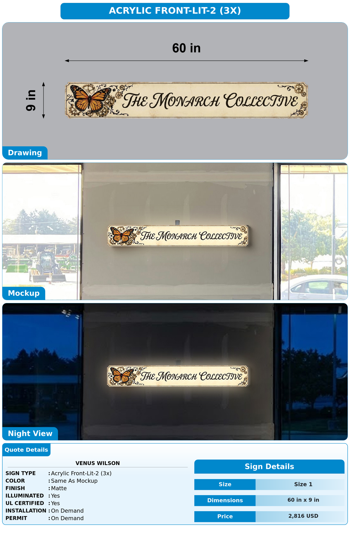 CUSTOM MOCKUP SIGN FOR Venus Wilson