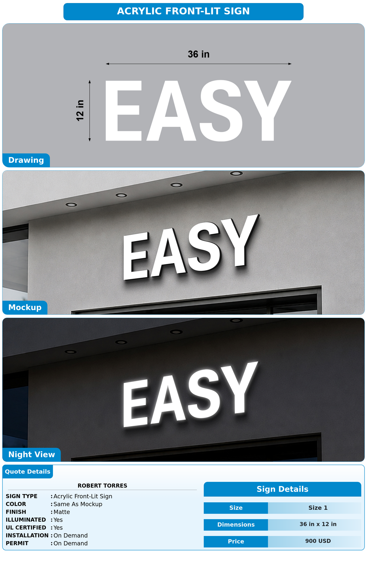 CUSTOM MOCKUP SIGN FOR Robert Torres