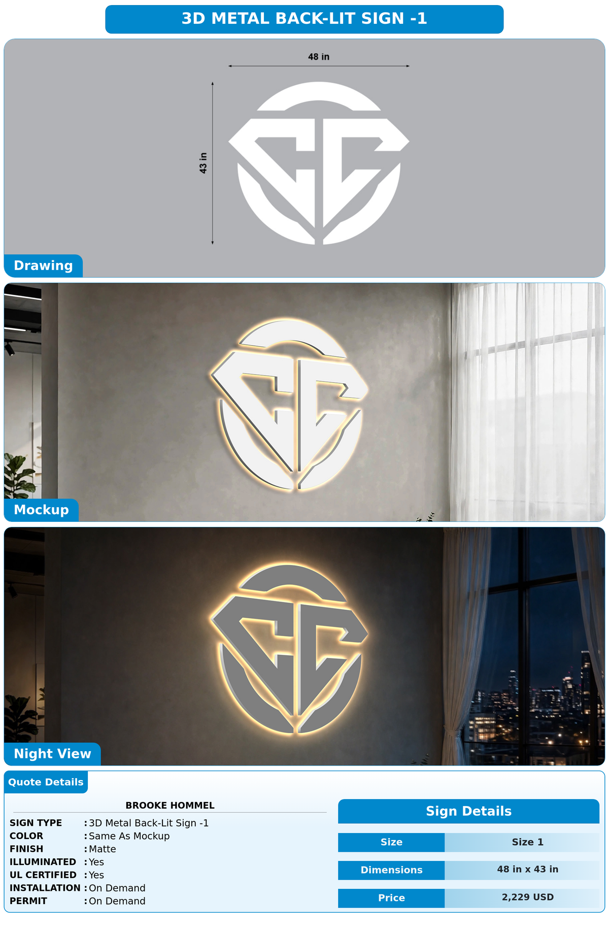 CUSTOM MOCKUP SIGN FOR Brooke Hommel