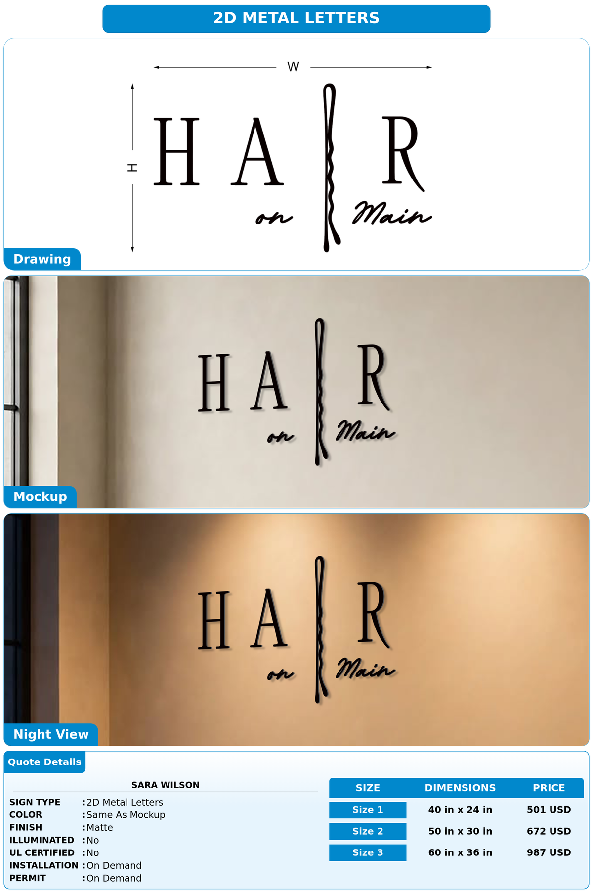 CUSTOM MOCKUP SIGN FOR Sara Wilson