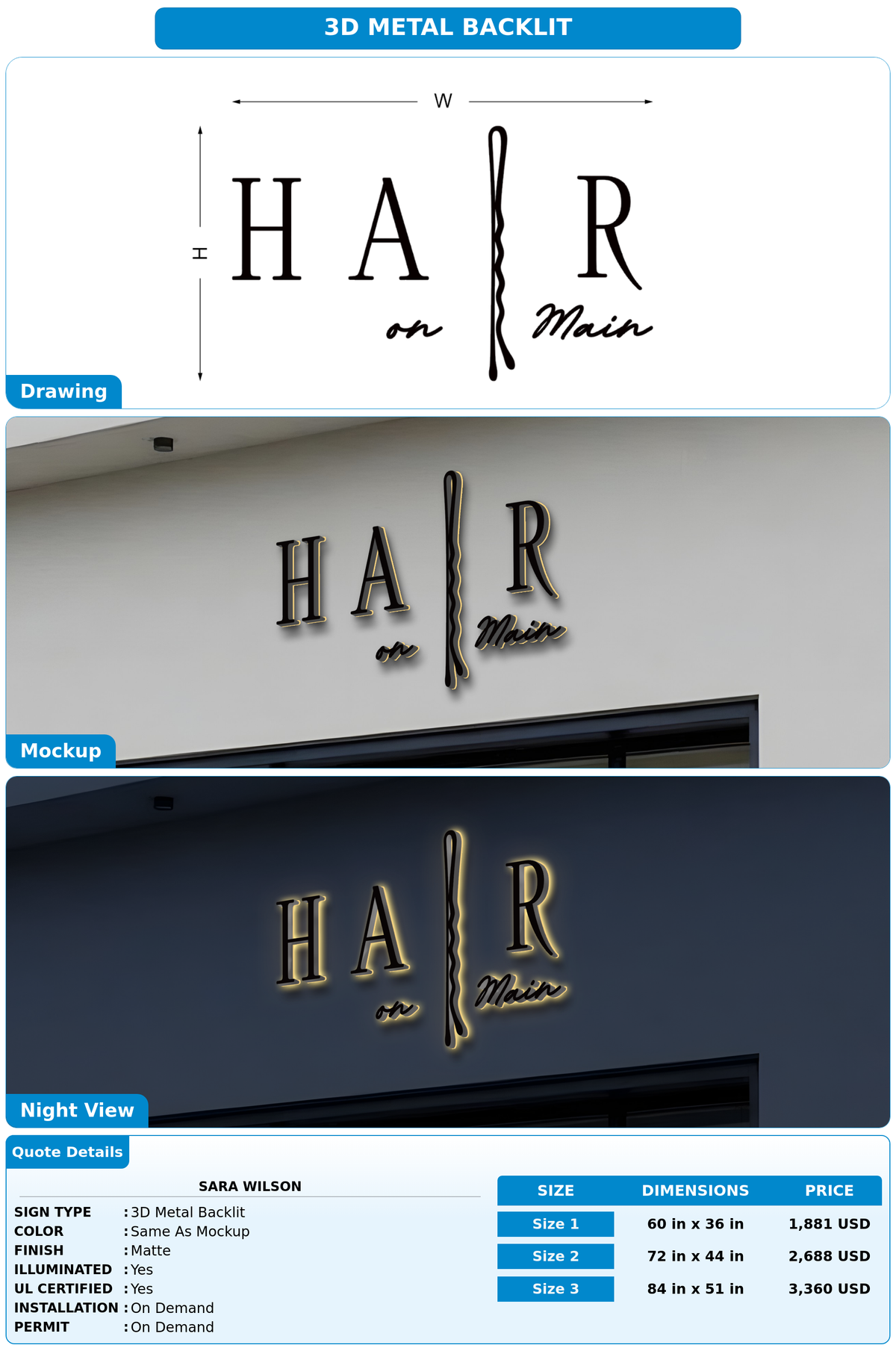 CUSTOM MOCKUP SIGN FOR Sara Wilson