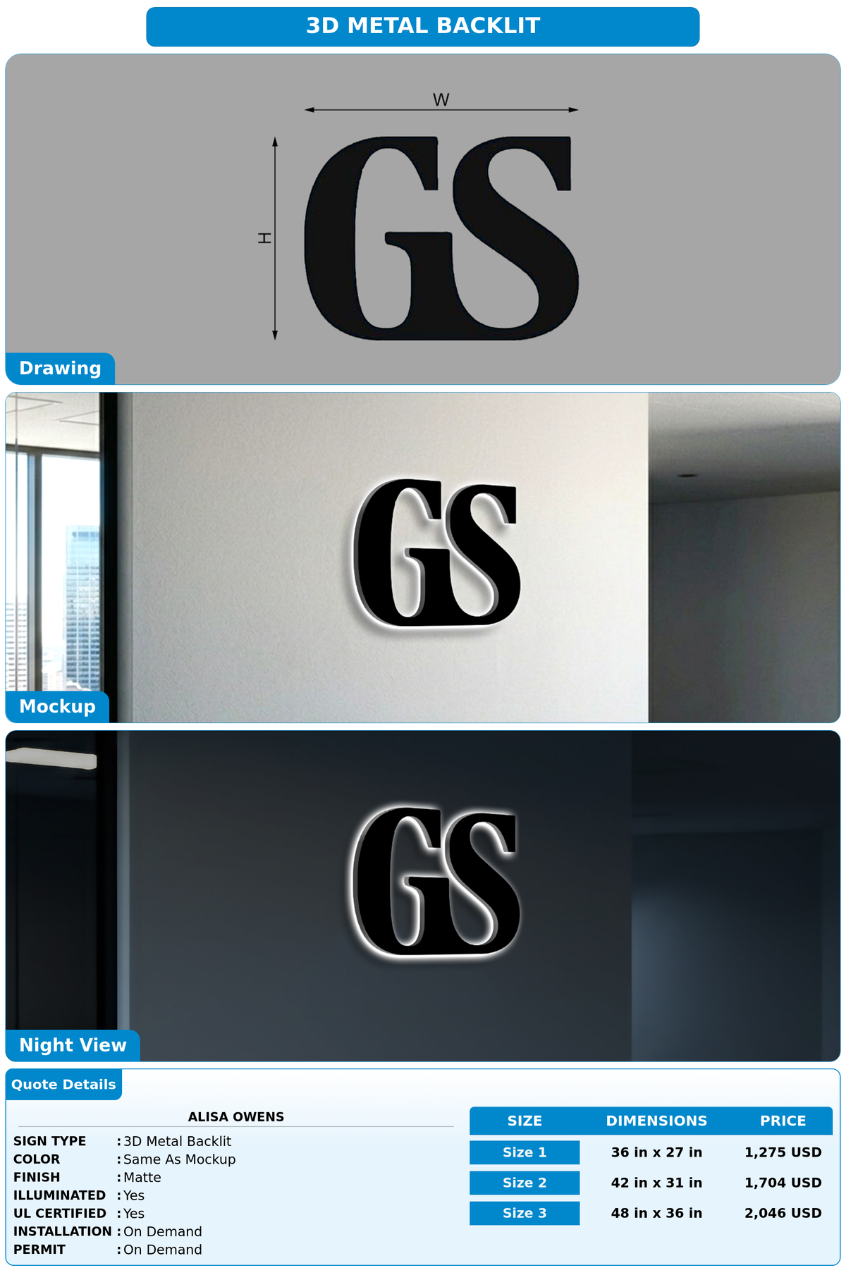 CUSTOM MOCKUP SIGN FOR Alisa Owens