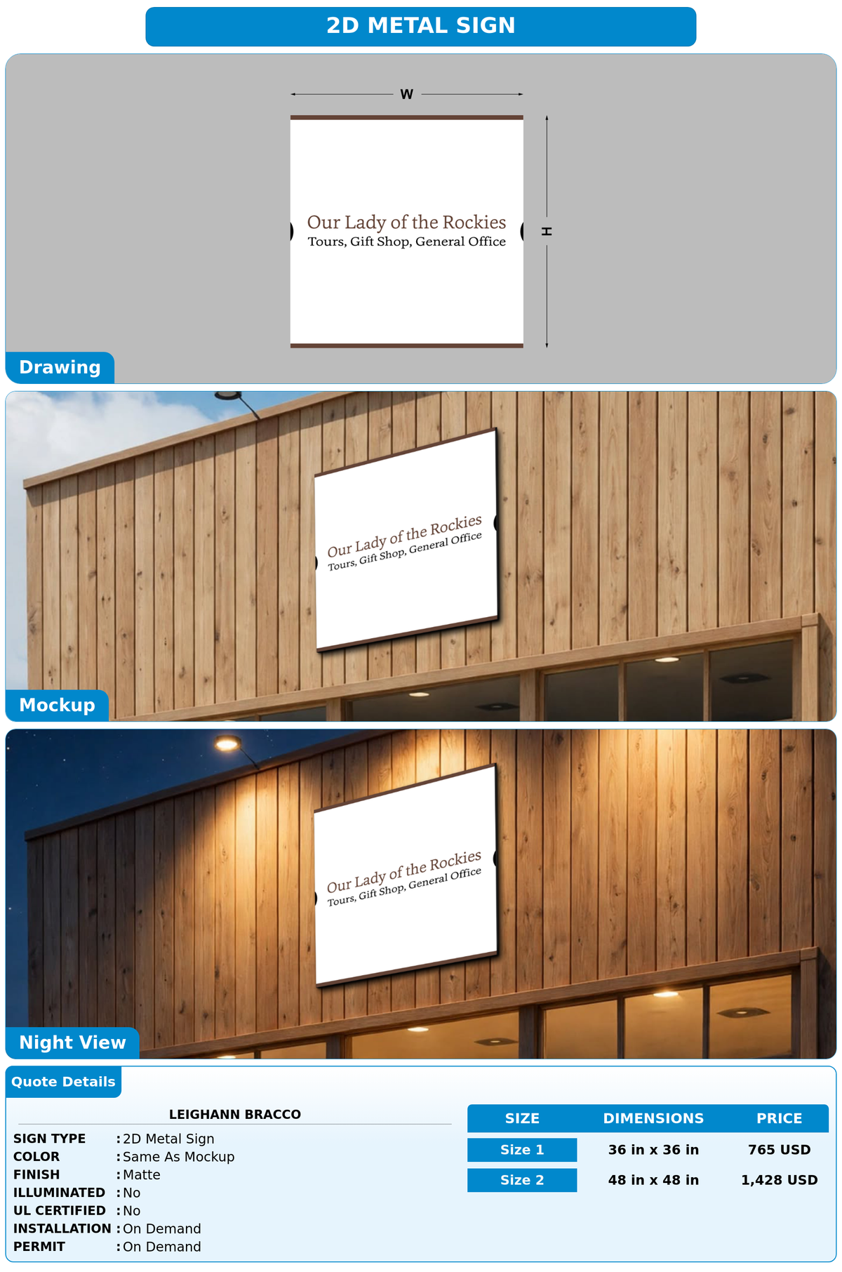 CUSTOM MOCKUP SIGN FOR Leighann Bracco