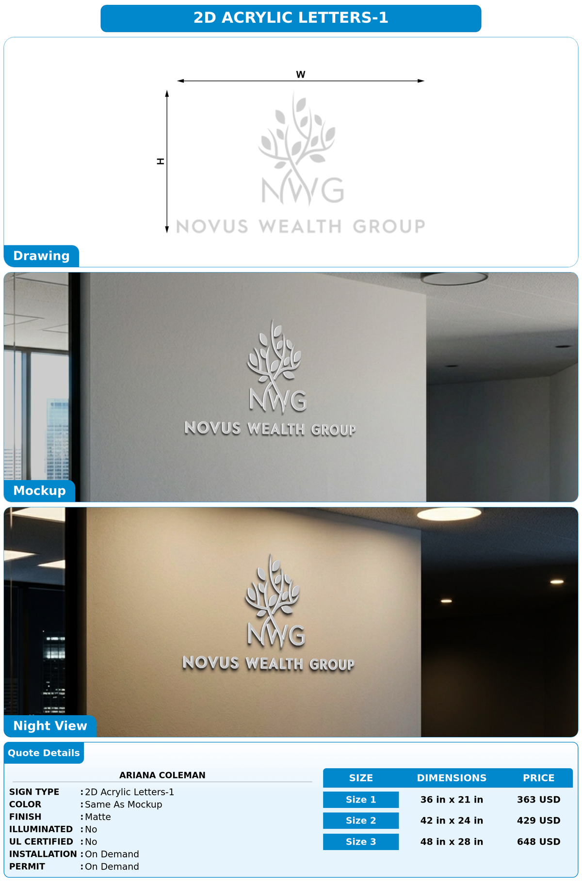 CUSTOM MOCKUP SIGN FOR Ariana Coleman