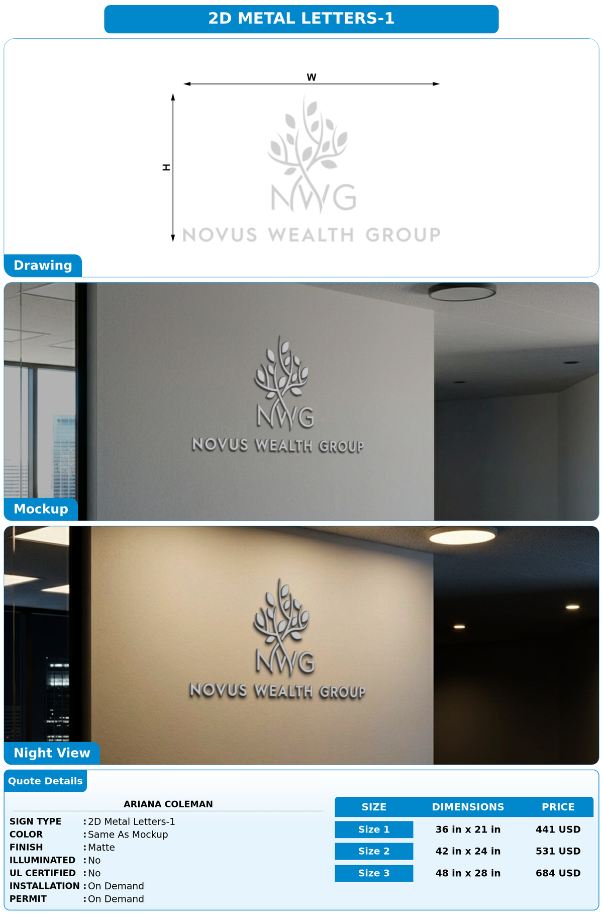 CUSTOM MOCKUP SIGN FOR Ariana Coleman