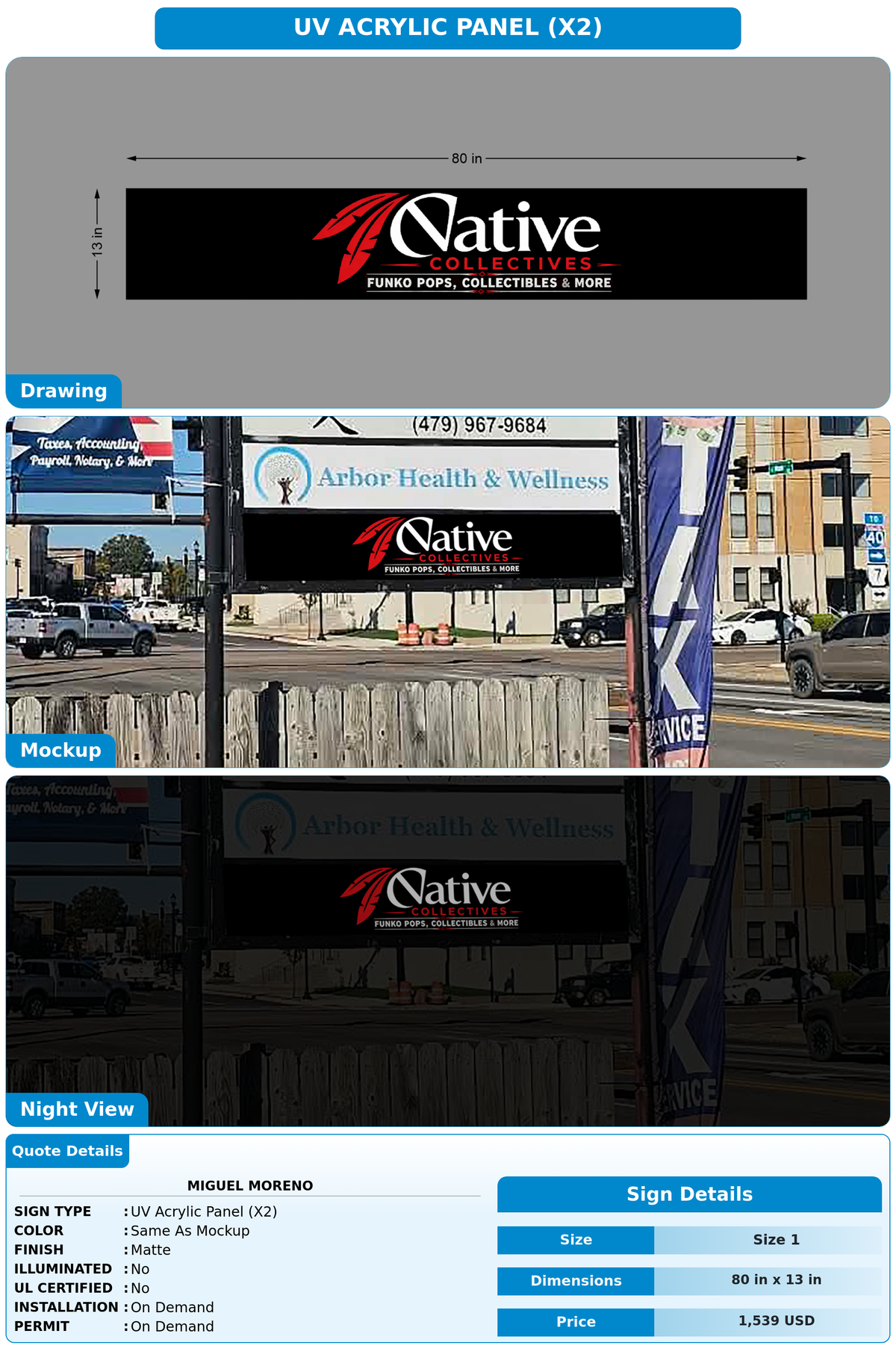 CUSTOM MOCKUP SIGN FOR Miguel Moreno