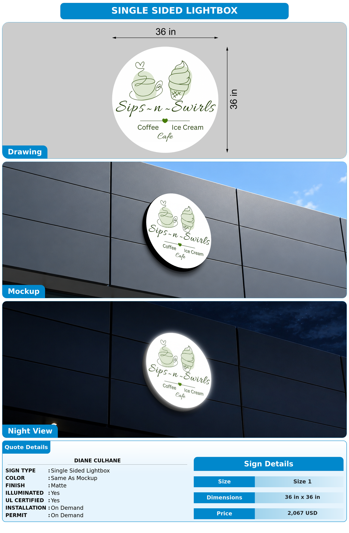 CUSTOM MOCKUP SIGN FOR Diane Culhane