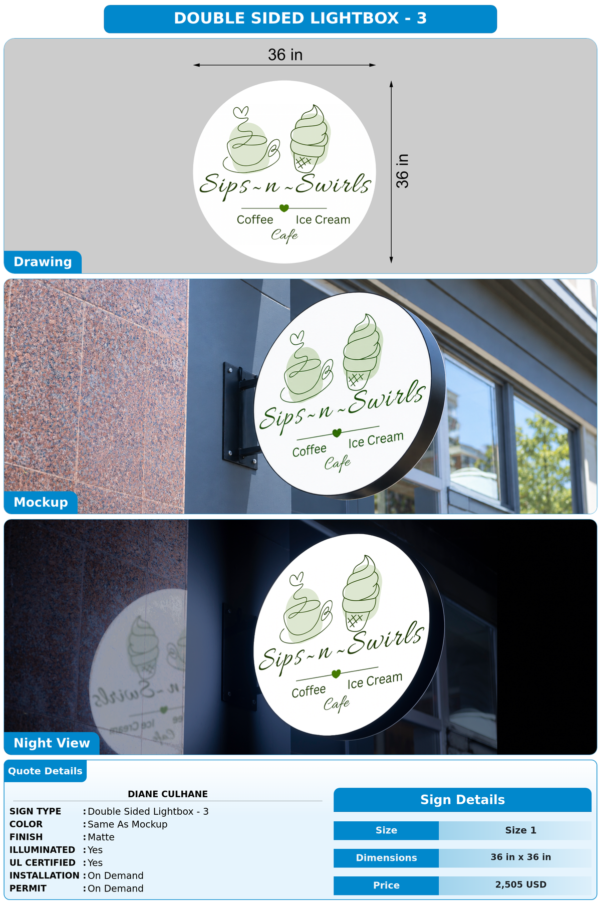 CUSTOM MOCKUP SIGN FOR Diane Culhane