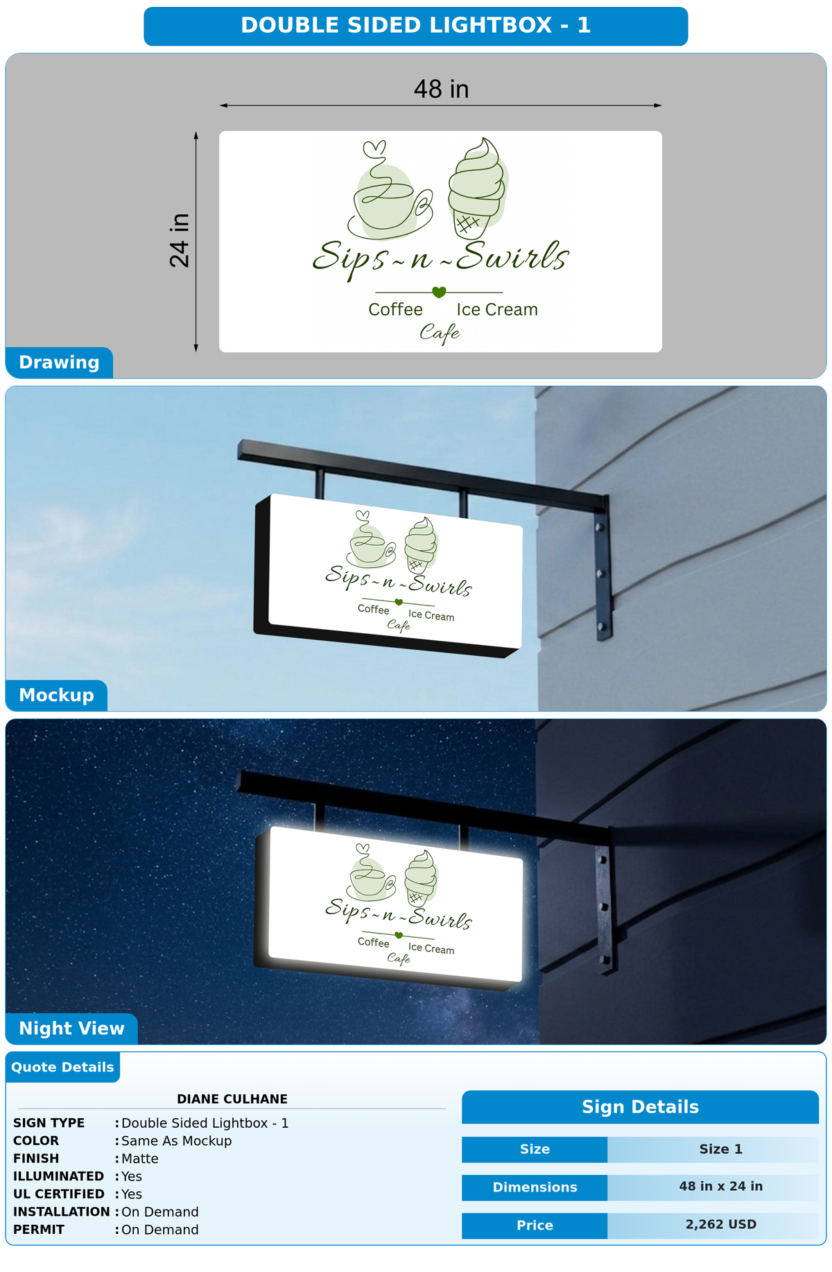 CUSTOM MOCKUP SIGN FOR Diane Culhane